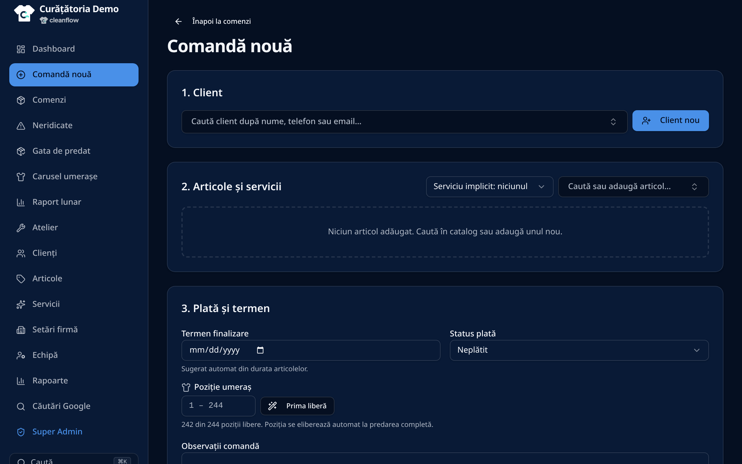Comandă nouă în 30 de secunde